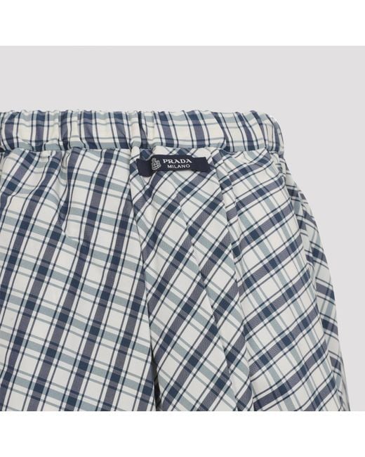 Prada Blue Checked Midi Skirt