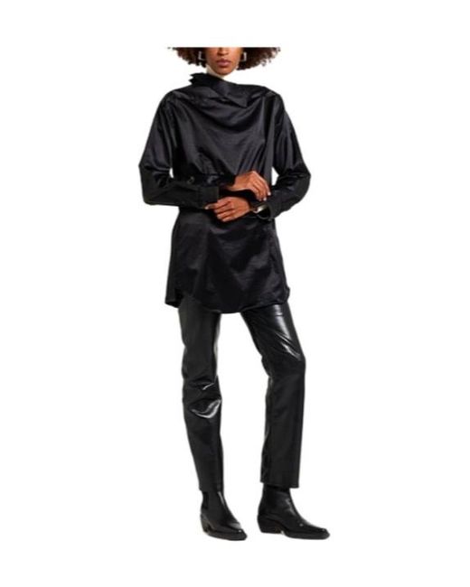 MM6 by Maison Margiela Black Denimsatin Longsleeve Top