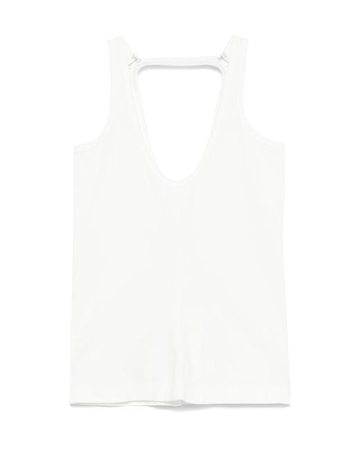 MM6 by Maison Margiela White Strap-Detailed Open-Back Tank Top