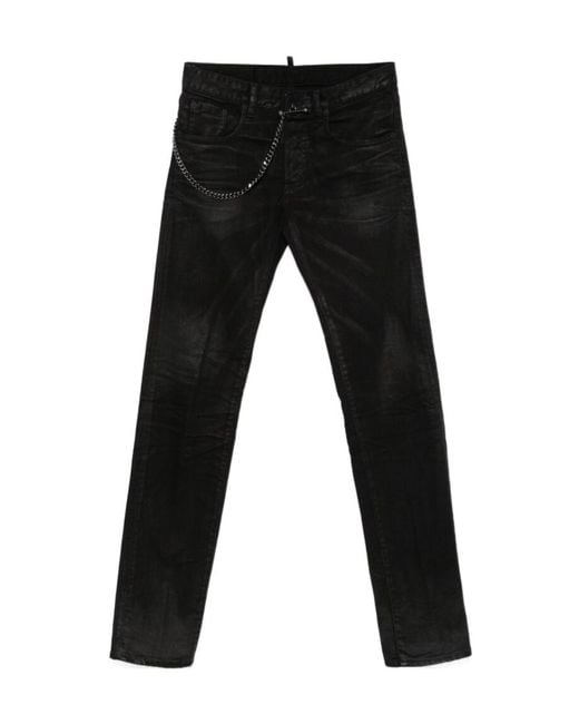 DSquared² Black Chain Detailed Slim Fit Jeans