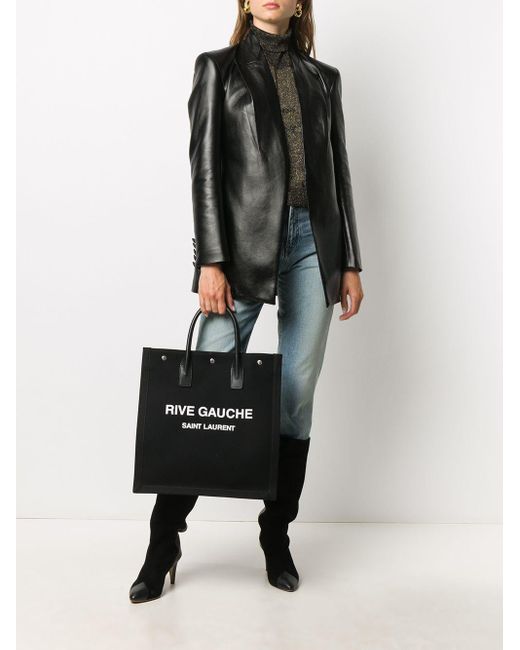 Saint Laurent Black Rive Gauche Tote Bag for men
