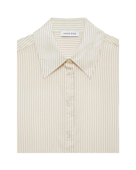 Anine Bing White Bridget Striped Shirt
