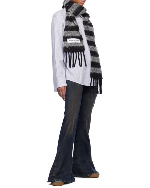 Acne Blue Stripe Pattern Scarf for men