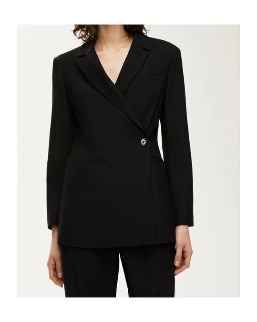 iBlues Black Notched-Lapel Double-Breasted Blazer