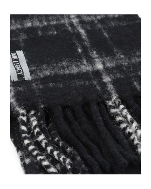 Our Legacy Black Estate Fringed Scarf for men