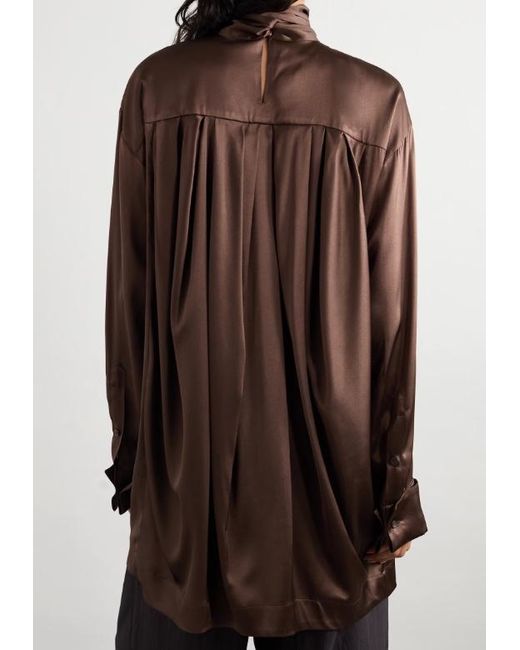 Dries Van Noten Brown Tie-Neck Blouse
