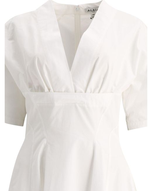 Alaïa White Alaïa A-Line Pleated Dress