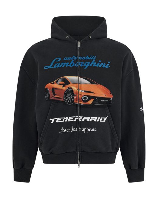 Balenciaga Blue Printed Zip Hoodie for men