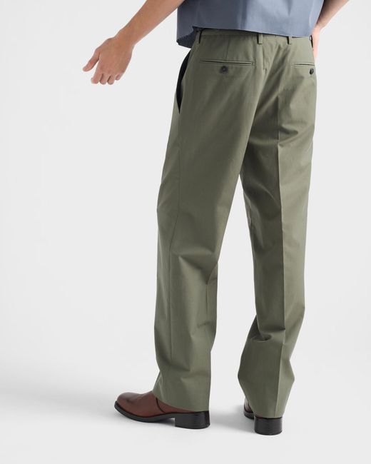 Prada Green Wide-Leg Pleated Trousers for men