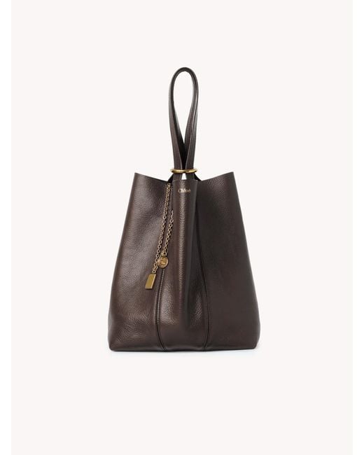 Chloé Black Chloé Spin Charm Detailed Tote Bag
