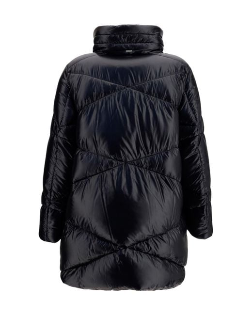 Herno Black Quilted Drawstring-Hood Jacket