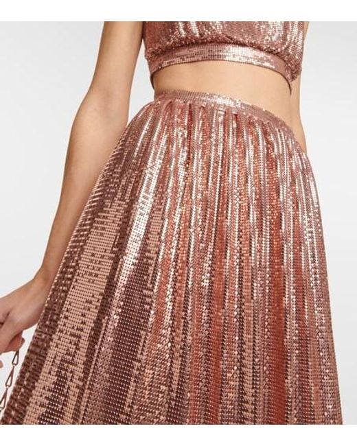 Rabanne Brown Metallic Mesh Maxi Skirt
