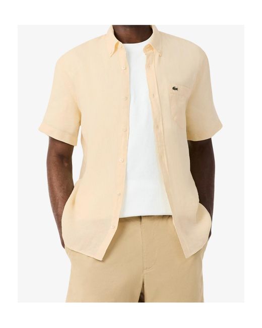 Lacoste Natural Logo-Patch Short-Sleeve Shirt for men