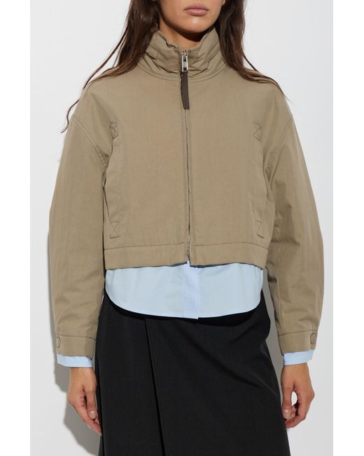 Moschino Natural Stand-Up Collar Zip-Up Jacket