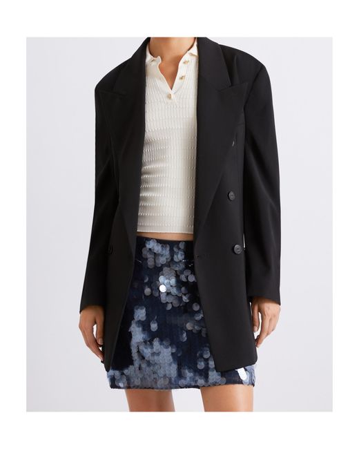 Marella Black Double-Breasted Pure Wool Blazer
