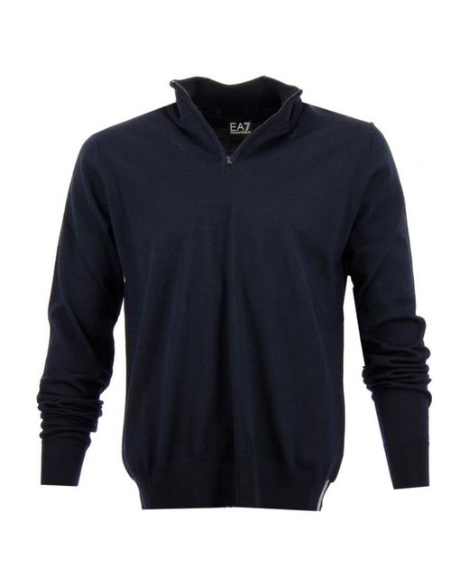 EA7 Blue Long-Sleeved Pullover for men