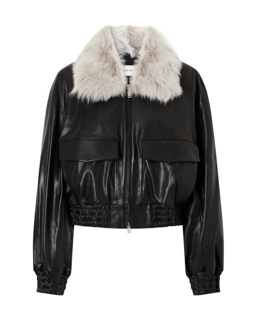 Nour Hammour Black Long-Sleeved Leather Jacket