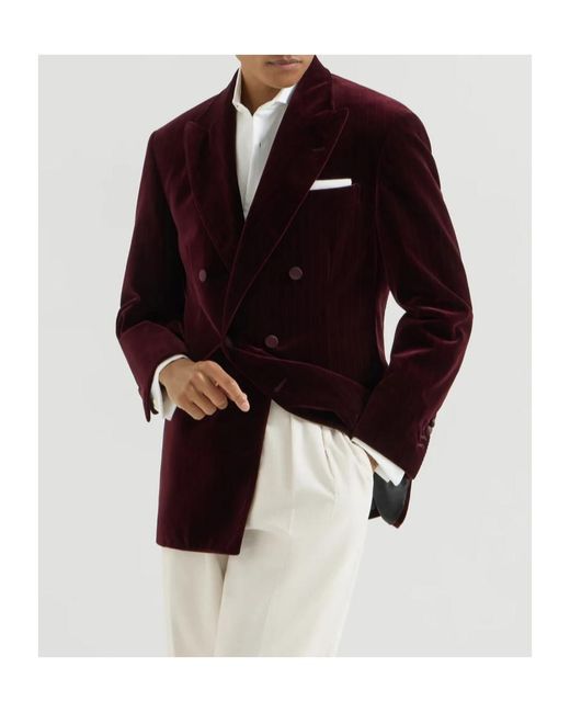 Brunello Cucinelli Red Double-Breasted Blazer for men