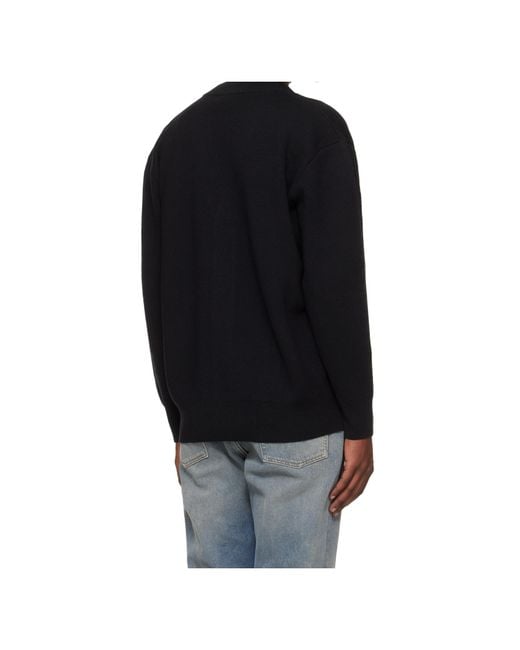 MARINE SERRE Black V-Neck Knitted Cardigan for men