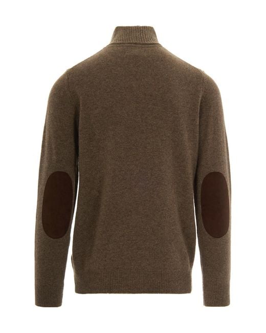 Barbour Brown High-Neck Button-Up Cardigan for men