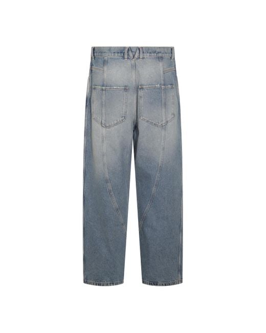 Moschino Blue Panelled Distressed Jeans for men