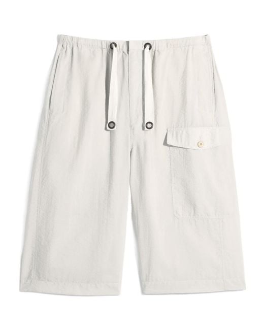 Lemaire White Cargo Easy Shorts for men