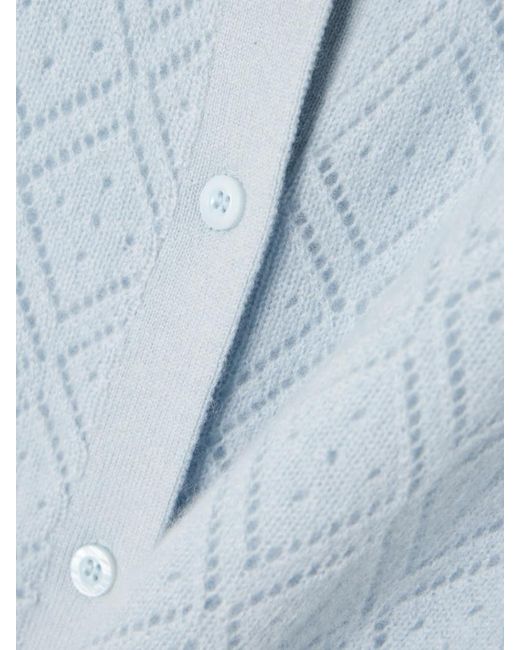 FRAME Blue The Delicate Pointelle-Knit Cashmere Cardigan