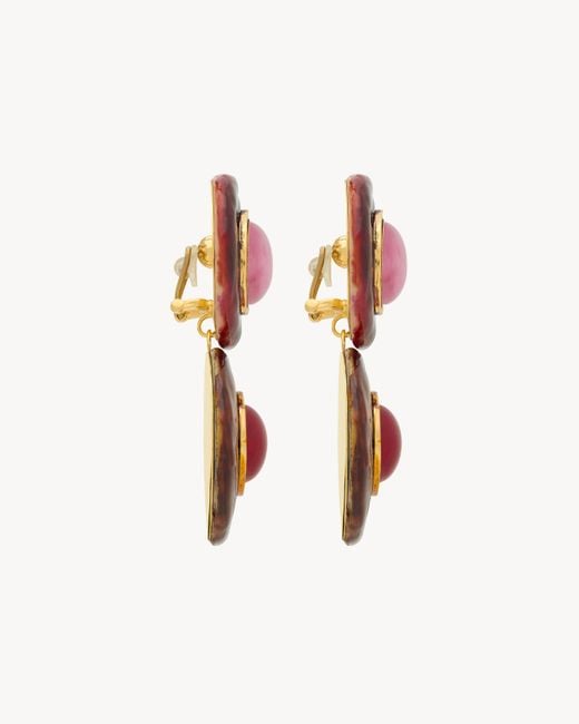 Saint Laurent Multicolor Disc Pendant Earrings