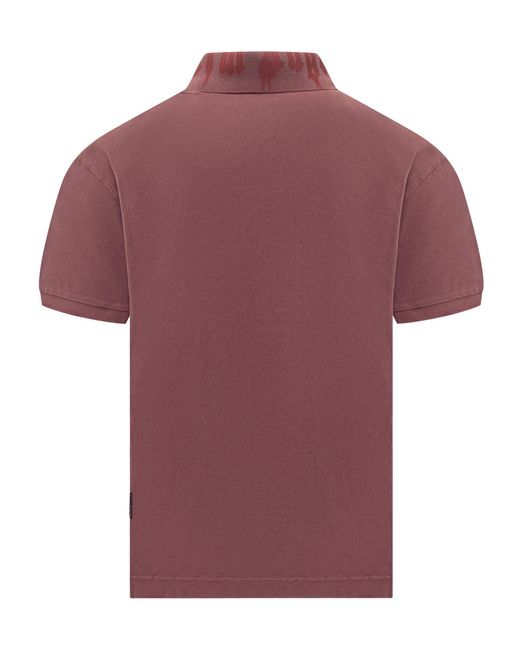Palm Angels Red Solid Shirt Collar Polo for men