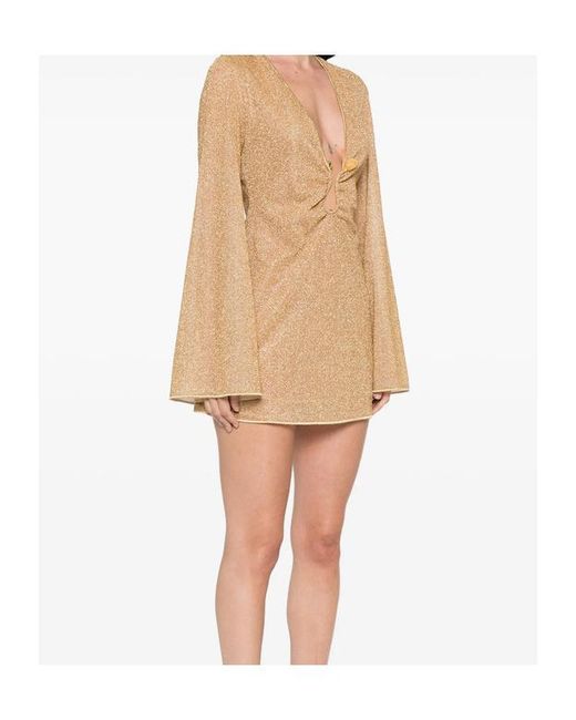 Oseree Natural Oséree Lurex Cut-Out Mini Dress