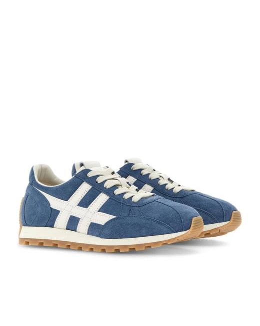 Hogan Blue Logo Patch Low-Top Sneakers