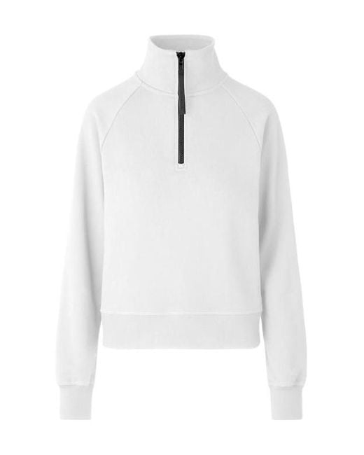 Canada Goose White Half Zipper Sweater