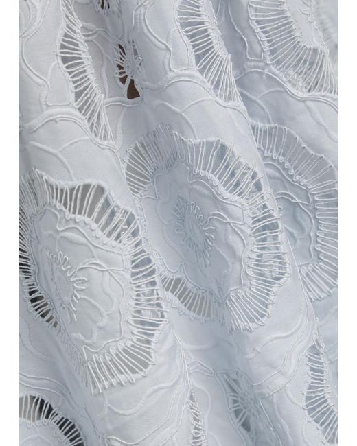 Self-Portrait White Belted Floral Lace Midi Dress