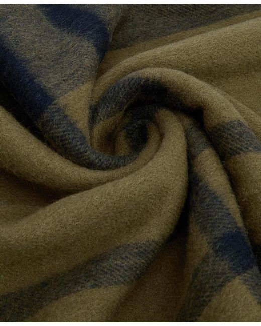 Barbour Black Tartan-Check Fringed Scarf