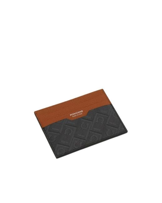 Ferragamo Brown Ferragamo Monogram Credit Card Holder for men
