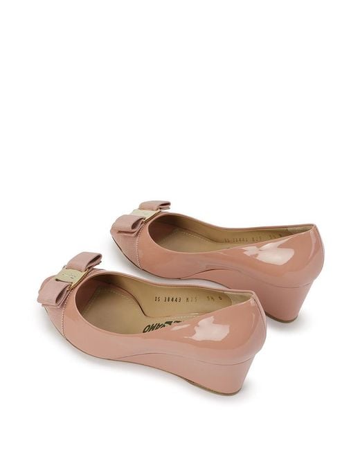Ferragamo Pink Peep-Toe, Patent-Leather Booties