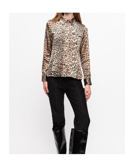 Ganni Multicolor Leopard Printed Long-Sleeved Shirt