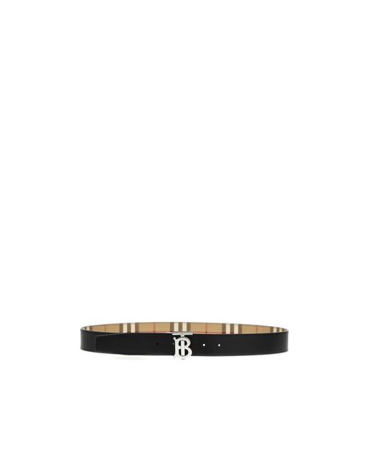 Burberry White Checked Tb Buckle Belt for men