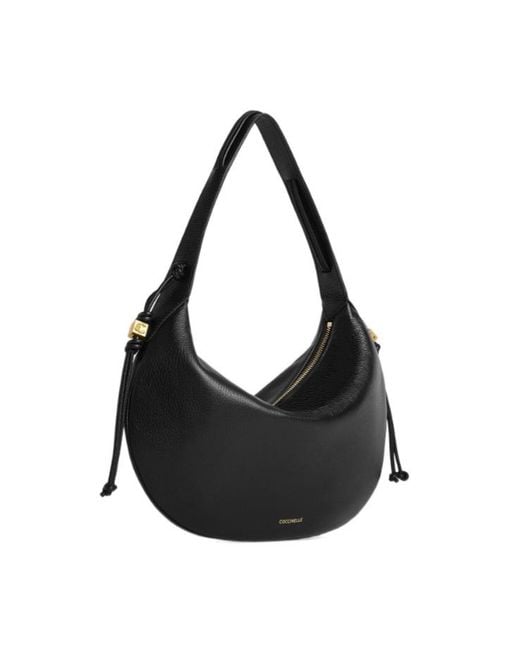 Coccinelle Black Thess Zip-Up Medium Shoulder Bag