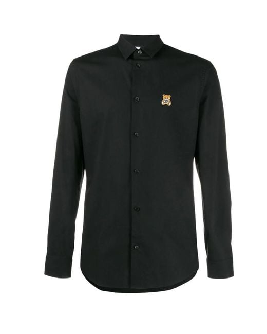 Moschino Black Teddy Bear Patch Shirt for men
