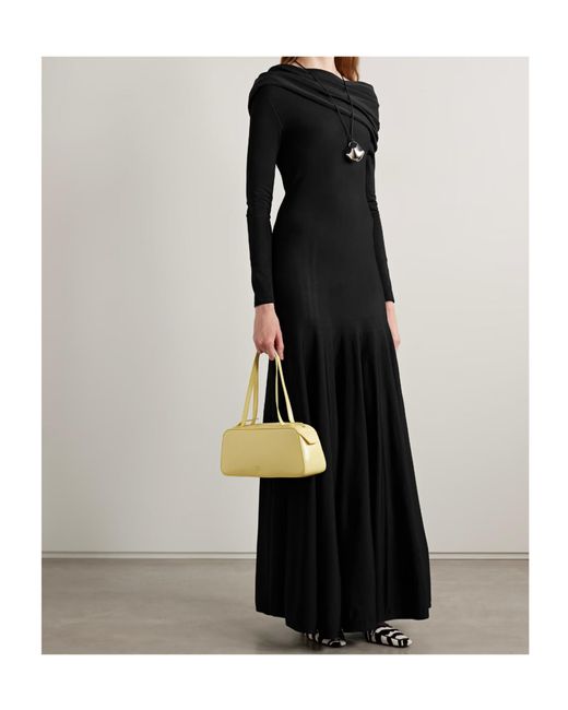 Khaite Black Genesis Off-The-Shoulder Knit Maxi Dress