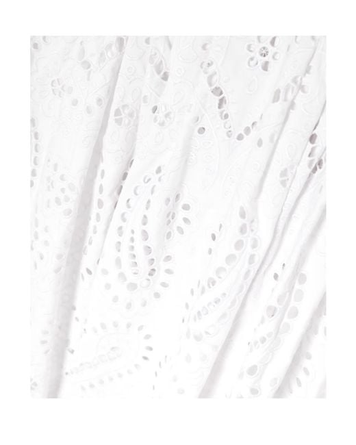 Etro White Cotton-Blend Poplin Midi Skirt