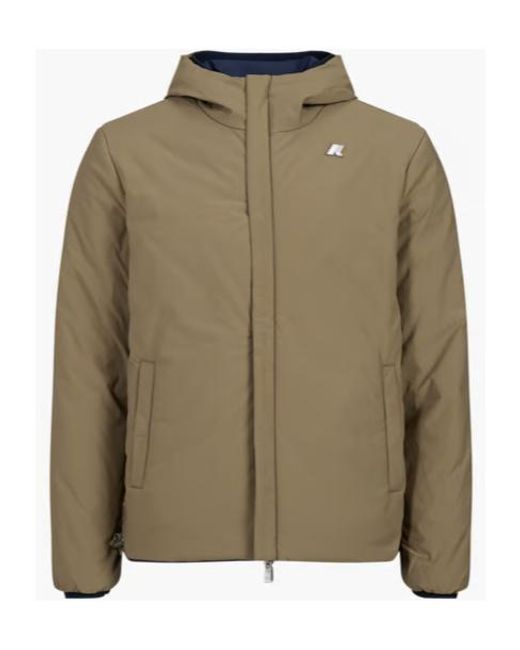 K-Way Blue Reversible Logo-Print Cotton Jacket for men