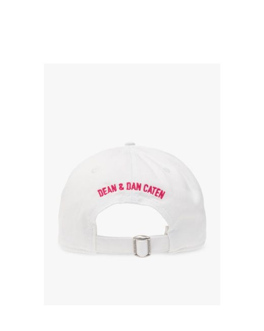 DSquared² White Logo Graphic Printed Baseball Cap for men