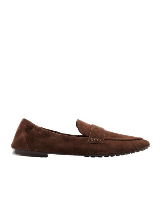 Tory Burch Brown Ballet Loafer Shoes, Suede
