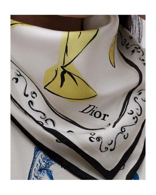 Dior White Iviera Bows 90 Square Scarf