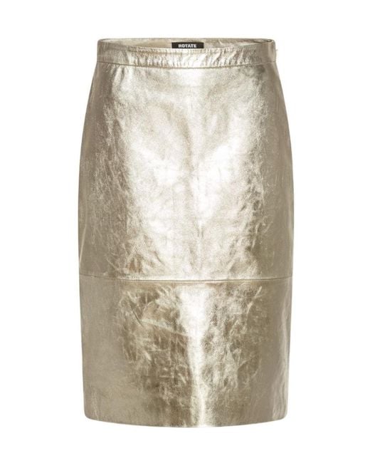 ROTATE BIRGER CHRISTENSEN Natural Metallic Pencil Midi Skirt