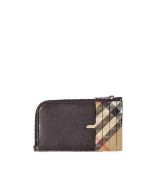 Burberry Gray Pop Check Zip Card Case for men