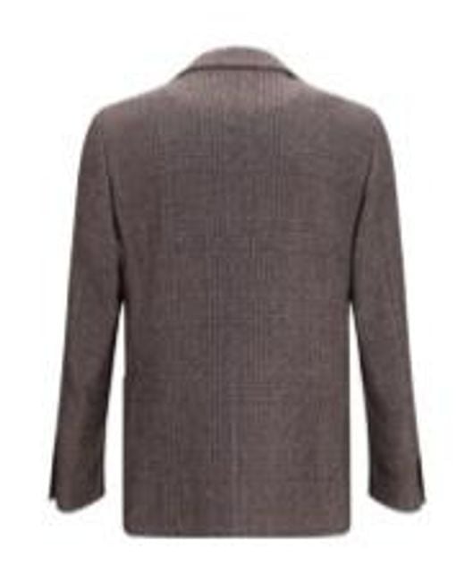 Lardini Brown Single-Breasted Checked Blazer for men