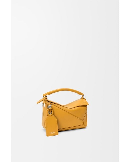 Loewe Yellow Mini Featherlight Puzzle Leather Tote Bag